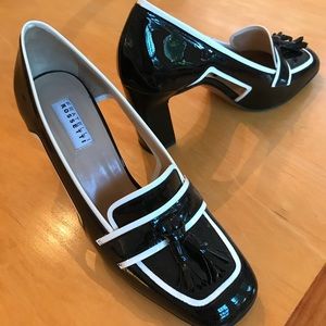 Fratelli Rossetti black patent leather spectator loafer pump 37.5